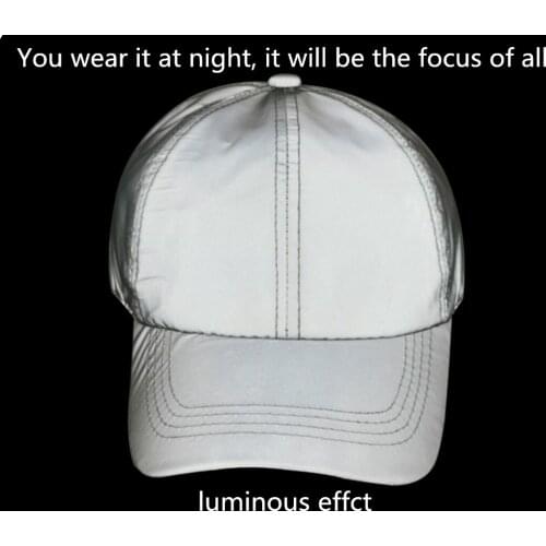 Outdoor Cool sports silver grey reflective luminous Running cap Nightclub bar club baseball cap hip hop Street Dance Hats
