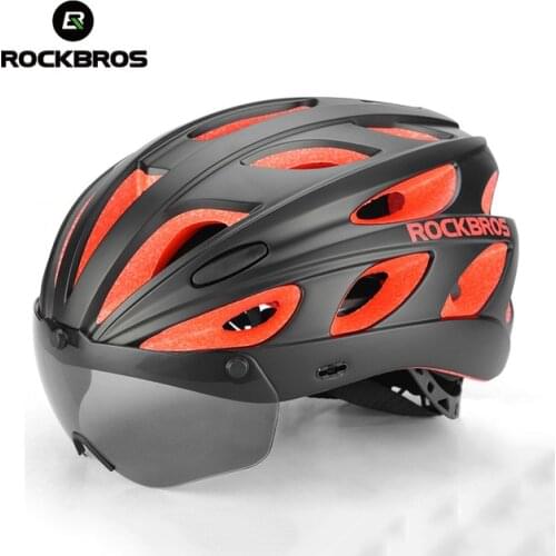 ROCKBROS Bicycle Helmets With Sunglasses Integrally-molded Ultralight Magnetic Goggles MTB Mountain Road Cycling Bike Helmets