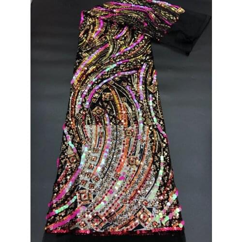 High grade tulle lace African French fabric with sequins embroidery lace ZH-588688 for party dress