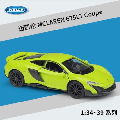 Welly 1:36 Diecast Metal Model Car Toy For MCLAREN 675LT COUPE Alloy Car Toy Model with Pull back function original box For kid