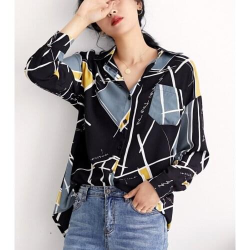 F9335 2019 new autumn winter women fashion casual chiffon shirt korean fashion clothing womens shirts
