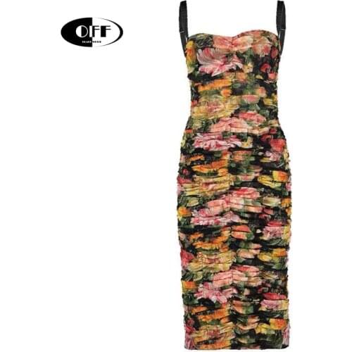 Designer runway sexy party evening Slinky midi dress women elegant bodycon zevity summer dresses light goblincore festival robes