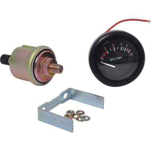 0-10Bar Oil Pressure Gauge Pointer Meter 2'' & NPT1/8 Sensor for Boat Marine Yacht