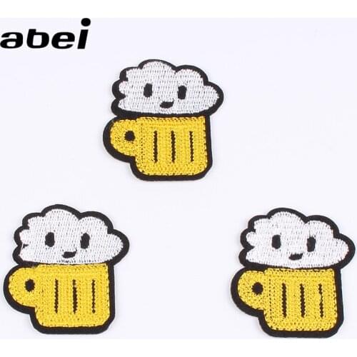 10pcs/lot Embroidery Tea Cup Patches Iron On Cartoon Drinks Stickers Handmade Patchwork DIY Sew On Jeans Backpack Shoes Badge