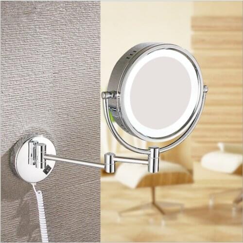 1X/3X Magnifying Double-sided LED Makeup Mirror Table 8 Inch Wall-mounted folding cosmetic mirror copper material