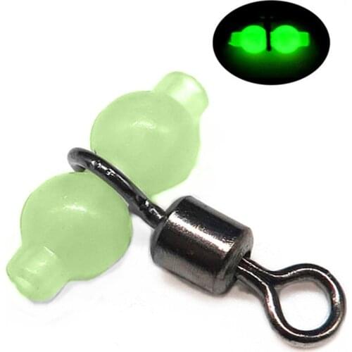 20/50pcs Luminous Fishing Swivel Connector Rolling Barrel 3 Way Fluorescent Beads Fishhook Lure Line Connector Tackle