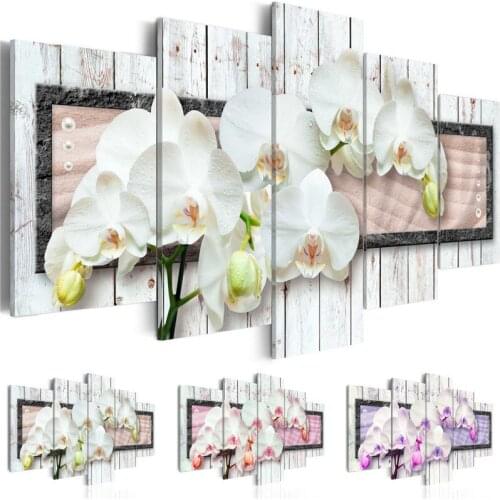 5 Pieces of Bedroom Magnolia Flower Nordic Minimalist Living Room Home Decoration Frameless Printing Canvas Hanging Painting