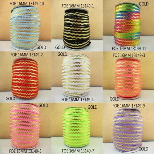 50Yards/lot 5/8"16mm Gold Foil Elastic Ribbon Stripe FOE Fold Over Elastics Spandex Sewing Trim DIY Garment Home Craft,50Yc18960