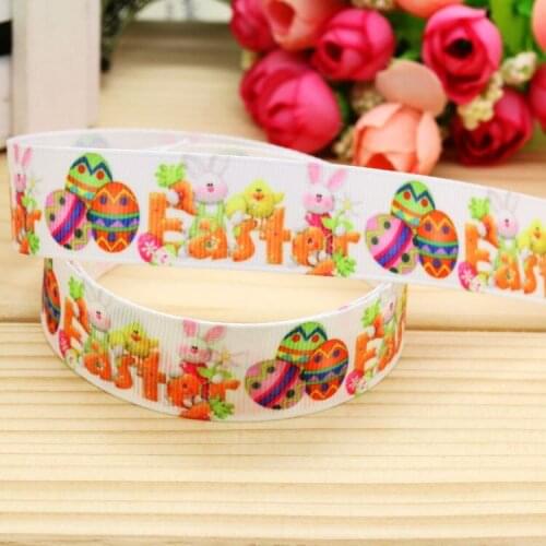 7/8'' Free shipping easter printed grosgrain ribbon hairbow headwear party decoration diy wholesale OEM 22mm P5037