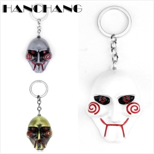 Horror Movie Jewelry SAW Mask Keychain Men Boys Personalised Keyring Key Chain for Bags Car Keyholder