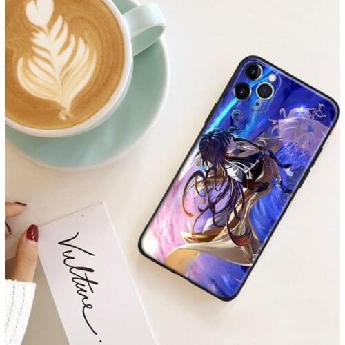 Zhongli Genshin Impact artwork For IPhone Se 6 6s 7 8 Plus X XR XS 11 12 Mini Pro Max Glass TPU Silicone Phone Case Cover