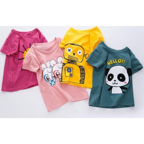 Pure cotton baby cartoon t-shirt kids tops children short-sleeved T-shirt boys and girls bottoming half-sleeved big children
