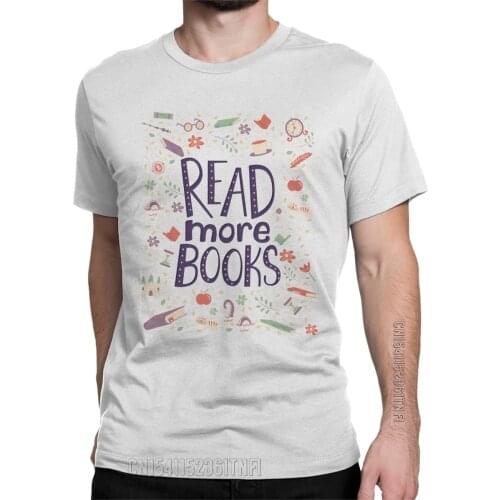 Mens Read More Books T Shirts Reading Pure Cotton Tops Novelty Classic Short Sleeve Crew Neck Tees Plus Size T-Shirt