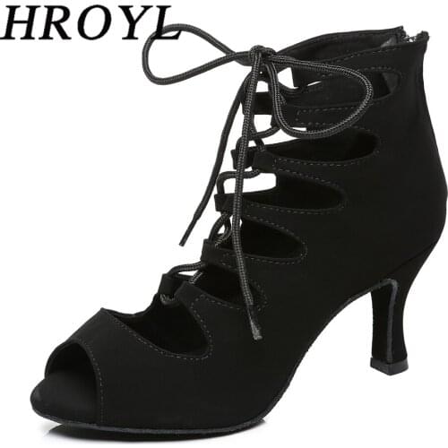 HROYL New Latin Dance Shoes Ballroom Dancing Shoes For Women Salsa Dance Shoes Womens High Heels Professional Dancing Sandals