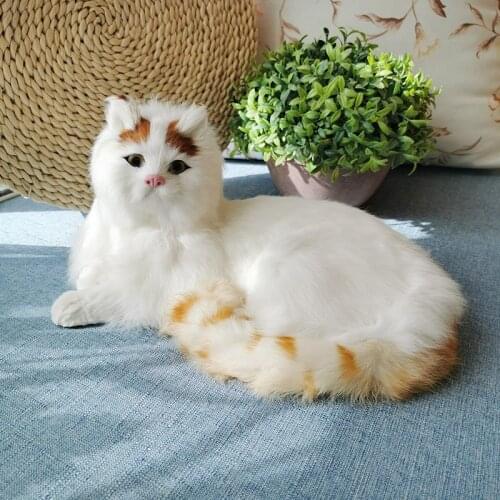 Simulation Cat Static Model Decoration Cute Cat Doll Plush Toy Leather Animal Home Decoration Gift