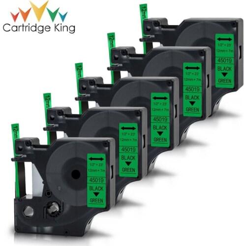 Cartridge King Compatible dymo D1 12mm Label Tape 45019 Black on Green Label Tape for Dymo Label Manager LM160 280 Dymo PNP