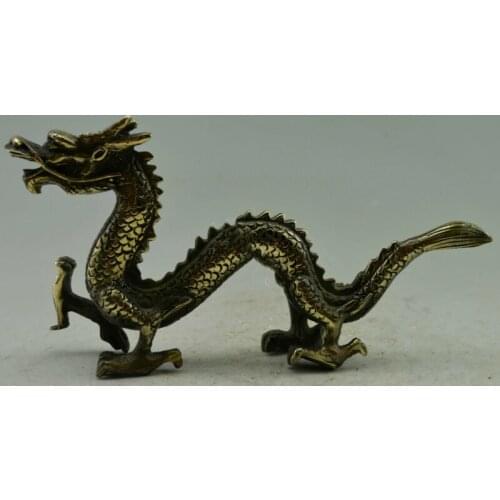 Collectible Decorated Old Handwork Copper Carved Lifelike Dragon Statue Collection Ornaments Statues for Decoration Figurines