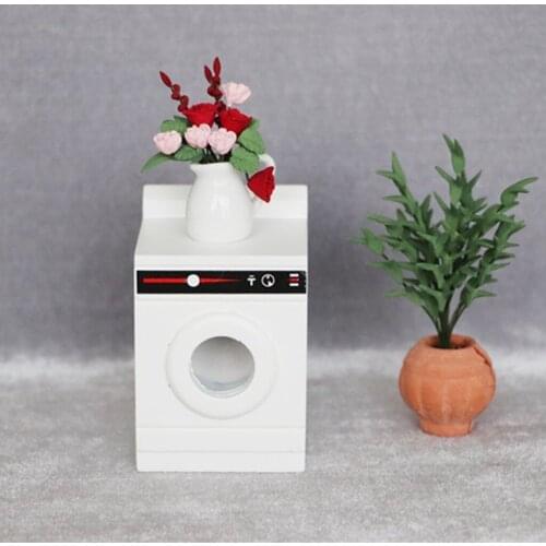 1:12 Doll House White Wooden Washing Machine Washer Bathroom Laundry Room Furniture Life Scene