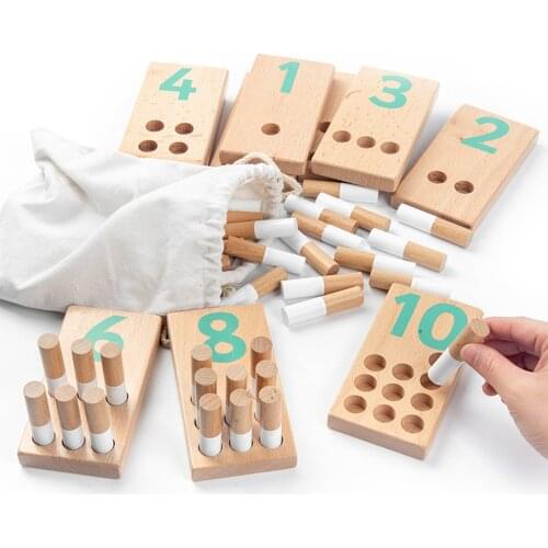 Montessori Number Counting Toys Wood Pegs Insert Puzzle Game Playset for Kids 3-4 Years Old