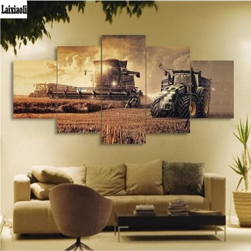 Full Square/Round Drill 5D DIY Diamond Painting "Tractor farm" Embroidery Cross Stitch 5D mosaic Home Decor 5pcs wall painting