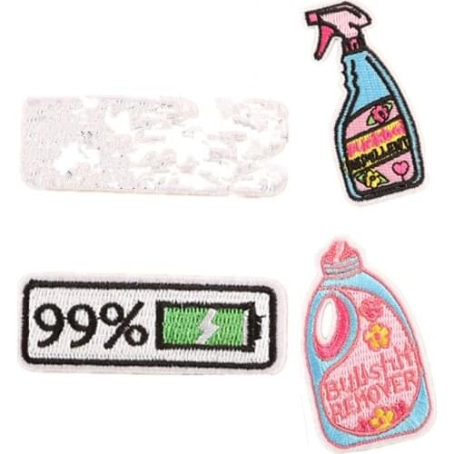 New Arrival 1pcs Colorful Bottle Remover Iron On Embroidered Clothes Battery Patches For Clothing Stickers Garment Wholesale
