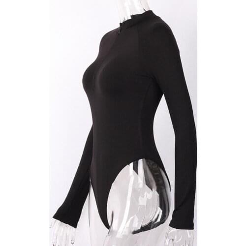 Skinny Stylish Long Sleeve Solid Color Women Bodysuit Breathable Fitted Bodysuit Briefs Cut for Daily Wear