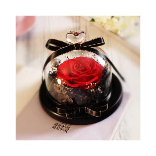 Christmas Gifts Prince Glass Cover Fresh Preserved Rose Flower Wedding Home Birthday Party Car Decoration Immortal Flower