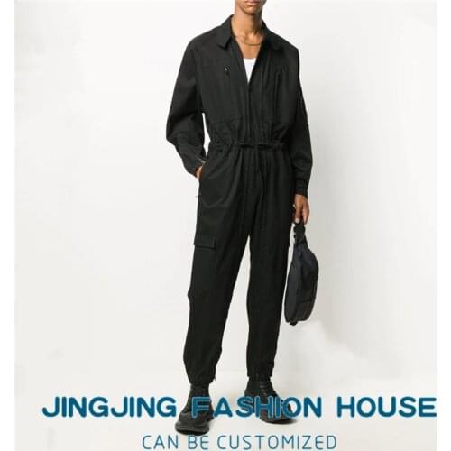 S-6XL!!2021 New loose handsome jumpsuit small feet long sleeve jumpsuit young men middle and high waist cargo pants