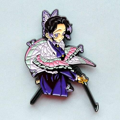 Shinobu Kocho Butterfly Girl Enamel Brooch Pin Backpack Hat Bag Collar Lapel Pins Badges Women Mens Fashion Jewelry Accessories