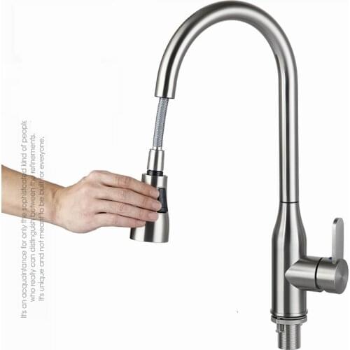VIBORG Deluxe SUS304 Stainless Steel Lead-free Pull out Spray Kitchen Sink Faucet Mixer Tap Pullout Pull Down Sprayer Faucet