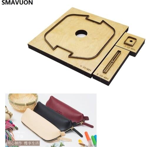 SMVAUON Knife Molds Pencil Bag Diy Pattern Leather Cutting Mold Laser Wood Zip Pen Bag Suitable For Cut Die Machines