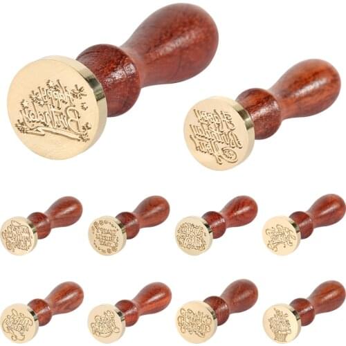 Retro Wax Seal Stamp Happy Birthday Wood Paint Seal Classic DIY Mental Handmade Scrapbooking Photo DIY Envelope Wedding Decor