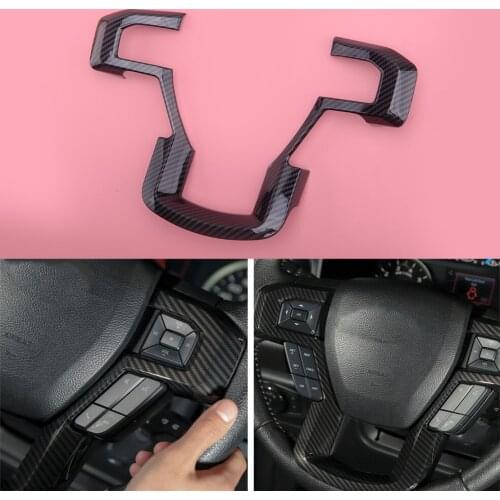 Inner Steering Wheel Moulding Panel Cover Trim Styling Car Carbon Fiber Texture ABS Fit for Ford F150 2015 2016 2017 2018 2019