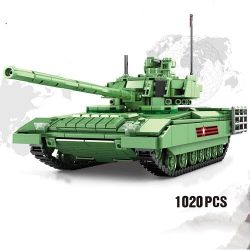 Military series WWII Russia T-14 Main Battle Tank DIY Model Building Blocks Bricks Toys Gifts