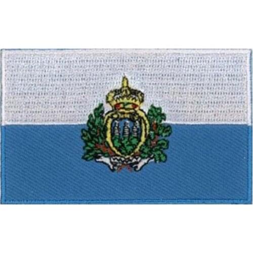 Embroidered San Marino Flag Patch Made of Twil with Heat Cut Edge and Iron On Backing Customized and MOQ50pcs free shipping