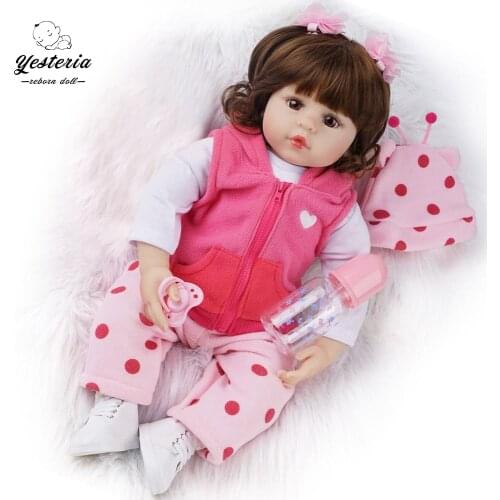 Yesteria 45/55cm Reborn Baby Dolls with Deer Toys for Girls Cute Pink Dot Printed Doll Kids Birthday Christmas Gifts Princess