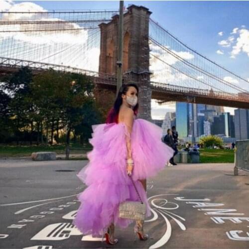 Fashion Puffy Tiered Tulle Skirt Ruffles Layers Long Skirts Women Maxi Saias Jupe Long Skirt Prom Party Gowns