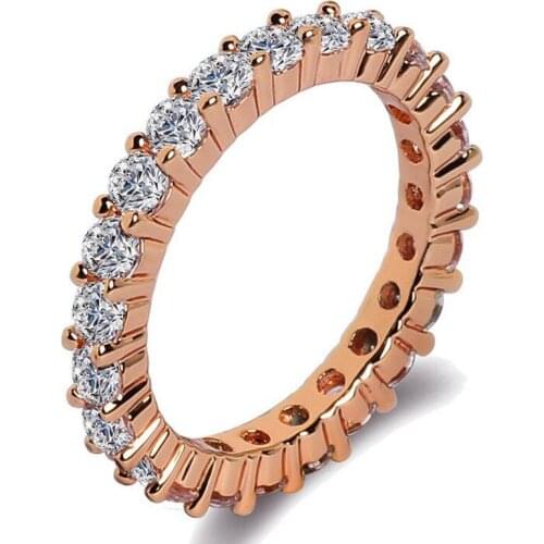 2017 New Arrival Luxury Jewelry 10KT White&Rose Gold Filled 5A Cubic Zirconia CZ Party Women Wedding Engagement Band Ring Gift