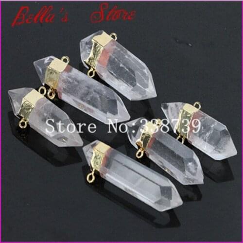 1pc Fashion Quality Natural Clear Point Crystal Quartz Pendant Double buckle Druzy Pendant fit Necklace DIY