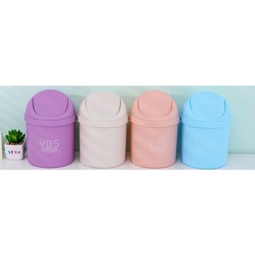 1PC Desktop Trash Can Creative Flip Top Basket Home Bucket with Lid Mini Garbage Waste Bins OK 0191