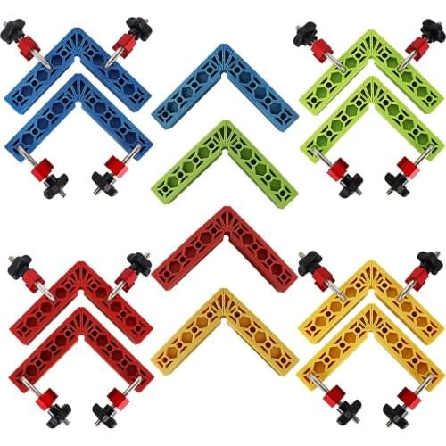 200mm Carpenter Woodworking Square Corner Clamping Ruler Right Angle 90 Degrees L-Shaped Auxiliary Fixture Positioner Clips Set