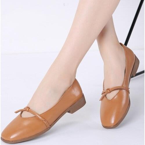 2020 Autumn Women Ballerina Flats Genuine Leather Shoes Slip On Loafers Women Flats Woman Grandmother Loafers Shoes