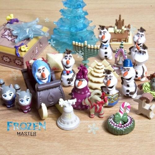 25PCS/Lot 2.5-3cm Box Disney Ice and snow Wonderland Olaf Christmas gift cute cartoon doll model hand made ornaments collection