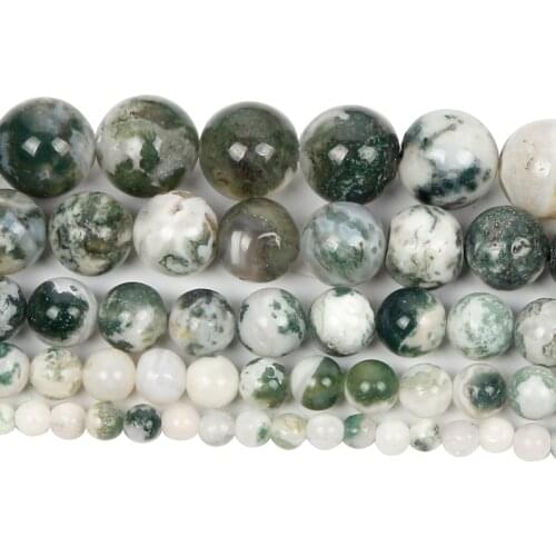4-12mm Natural Stone Beads Round Smooth Tree Agates Stone Loose Beads For Jewelry Making DIY Charm Bracelet Necklace Handmade