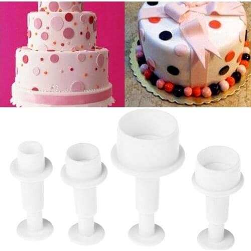 4Pcs/Set Cake Mold Mini Round Circle Cookie Mold Plastic Cake Cutter Mold Biscuit Fondant Sugar Plunger Craft Decor Tools