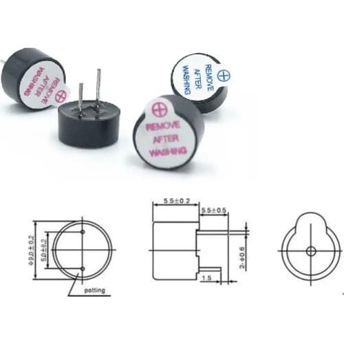 500pcs/lot 9*5.5mm 3v/5v/12v magnetic active buzzer HYT-0905 Electromagnetic buzzer diameter 9mm high 5.5mm pitch