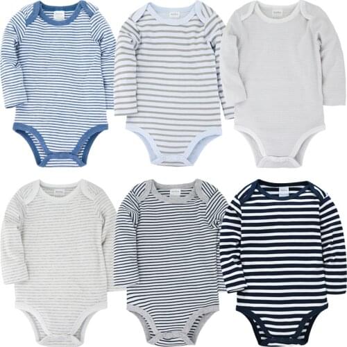 6pcs/Lot Unisex Baby Rompers O-Neck Long Sleeve Cotton Toddler Boy Girl Clothes Roupa Bebe Newborn Infant Pajamas Enfant Pyjamas