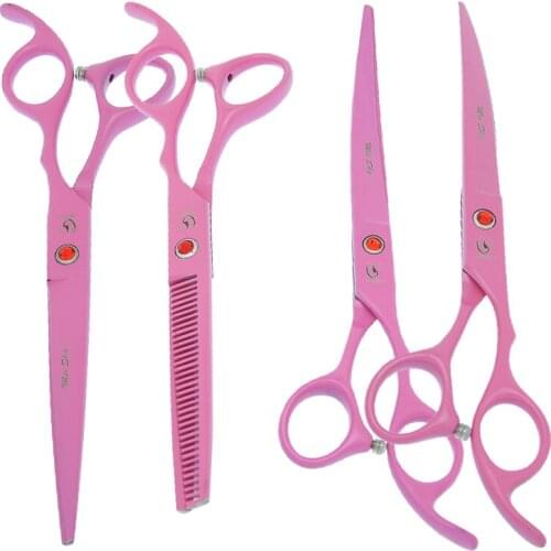7.0" Pet Grooming Scissors Comb Forceps Japan 440c Dog Shear Big Animals Straight&Thinning&Curved Tijeras Dog Accessories B0035A