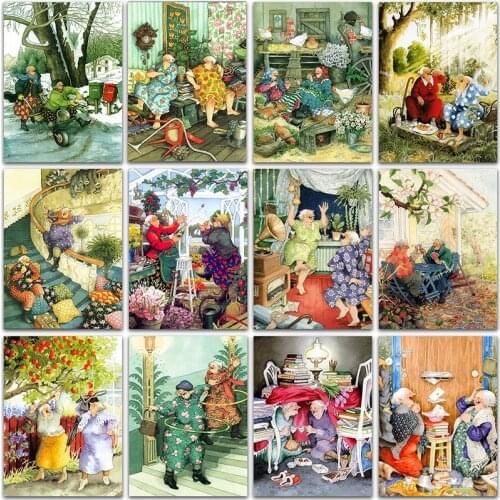 5D DIY Diamond Painting Cartoon Grandma Old couple Full Square&Round Diamond embroidery Cross stitch Diamond mosaic home decor