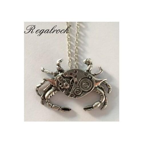 Regalrock Steampunk Crab Watch Necklace Vintage Punk Jewelry Celestial Pincer Pendant Not Movement Fashion Hot Charm Gift